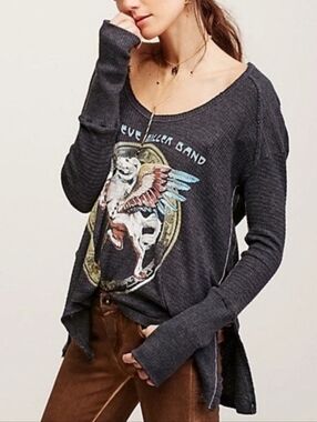 Free People Trunk Ltd Steve Miller Band Graphic Thermal Top Size S Slouchy